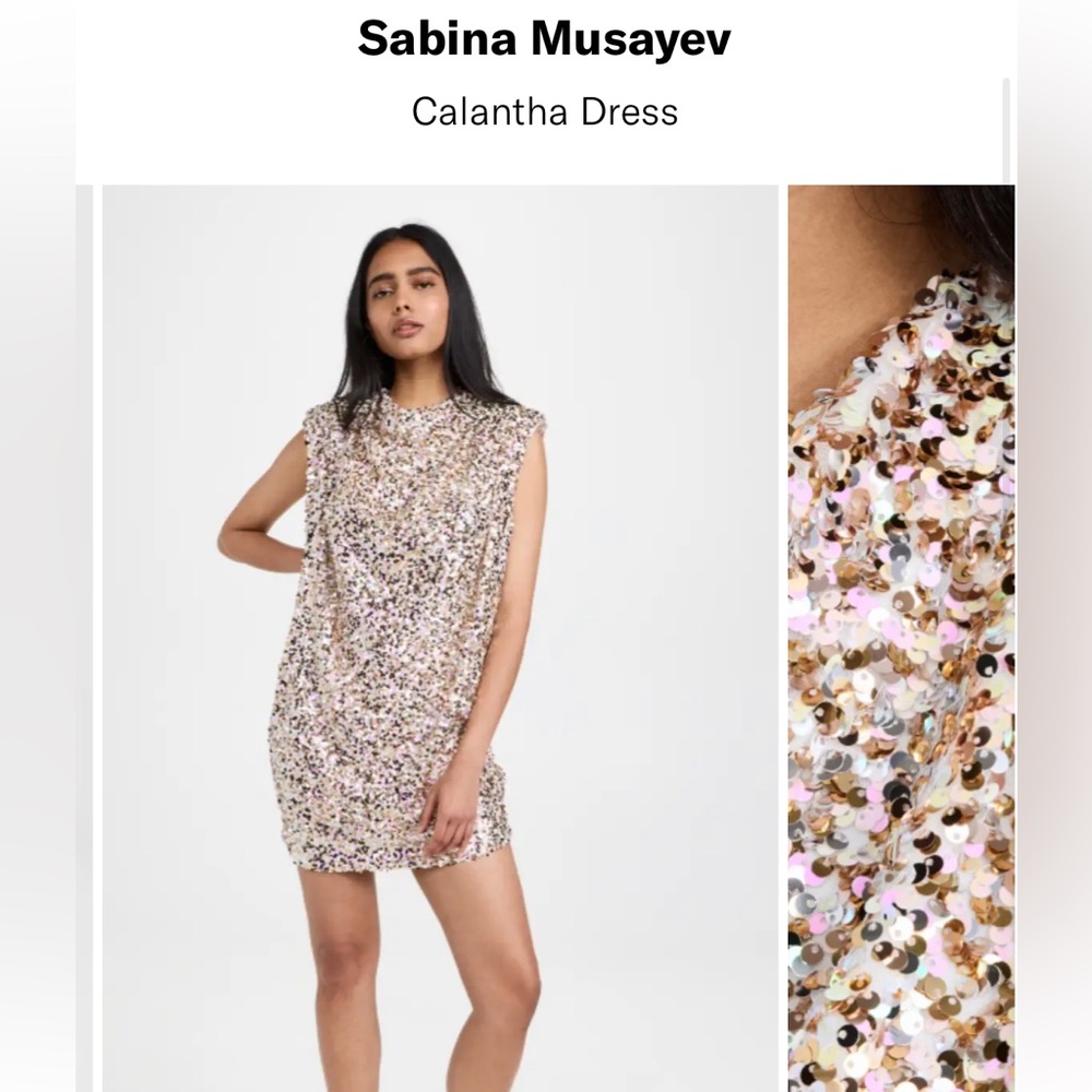 Excellent used condition Sabina Musayev gold sequin dress